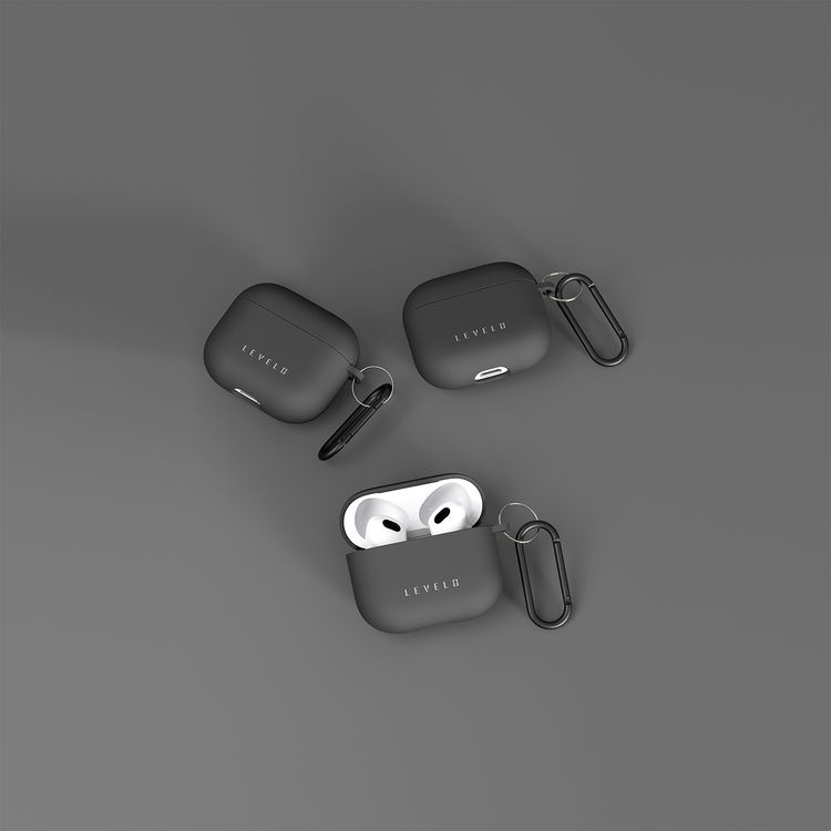 ليڤيلو جوررا حافظة سيليكون هجينة لأجهزة AirPods 3 مع كلبس معدني، مقاومة للصدمات، تصميم هجين، خفيفة الوزن ونحيفة - أسود.