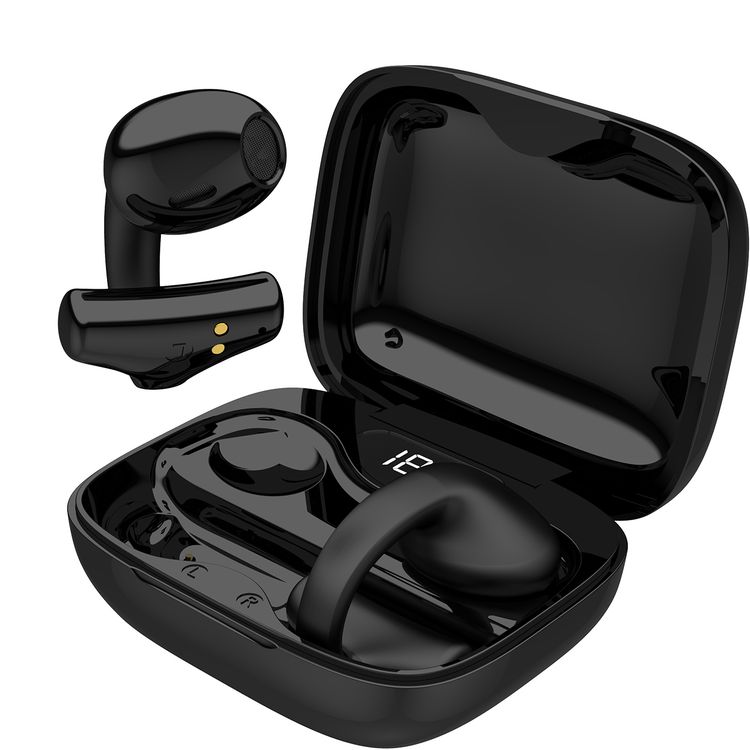 Porodo Soundtec TWS Ear Clip, 10m Transmission Range, Bluetooth V5.3, Up to 24 Hours Play Time, 300mAh Battery Capacity - Black