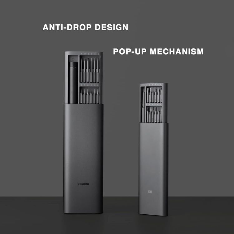 مفك البراغي الكهربائي من شاومي بدقة مع عزم دوران قابل للتعديل بسرعتين، وبطارية ليثيوم 350 مللي أمبير في الساعة، ووقت شحن من 160 إلى 200 دقيقة، ومنفذ شحن USB-C، و13 اختبار أمان للبطارية و3 وظائف أمان للشحن، وعلبة تروس معدنية بالكامل - باللون الرمادي.