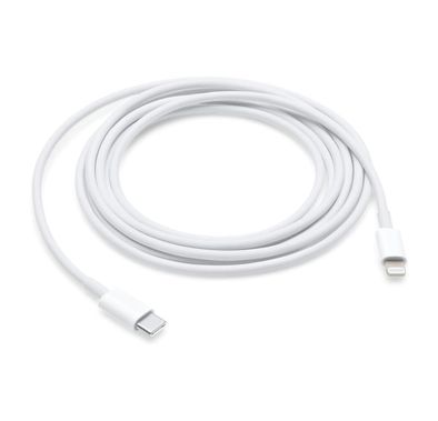 Apple USB-C to Lightning Cable 2m; tangle free, lightweight, fast charging - White