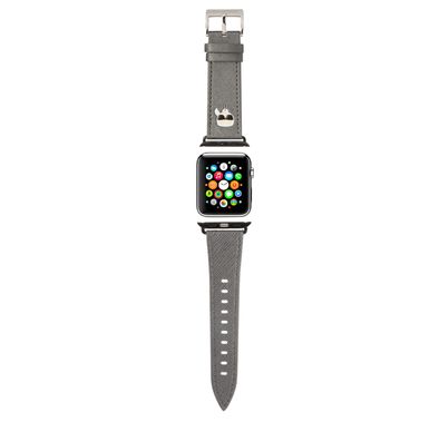 Karl Lagerfeld Strap PU Saffiano Karl Head Logo For Apple Watch 38/40MM - silver