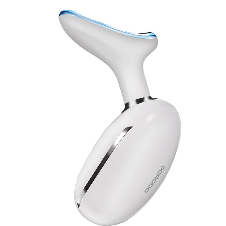 Porodo Lifestyle Face & Neck Light Therapy Massager with 4 Speed Levels, 5W Rated Power, Type-C Charging Interface, 3 Light Modes, Warm Massage Therapy, Skin Firming Vibration, Ion Deep Cleaning - White
