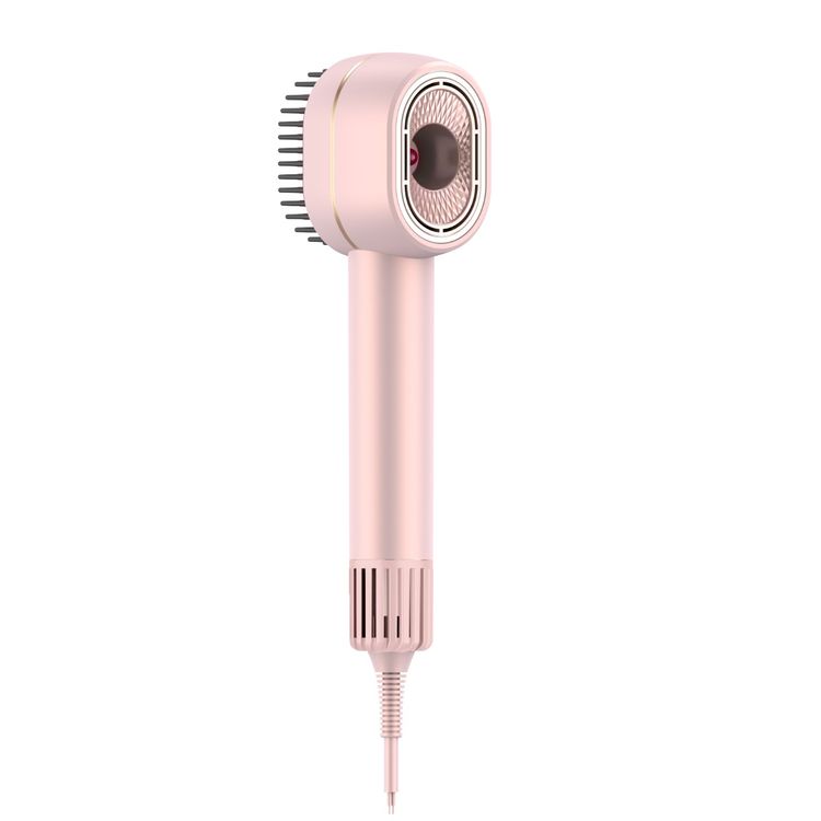 Porodo 2-in-1 Hair Dryer & Straightener Brush with Indicator Light, 3 Speed Levels, 20-23 m/s Air Blowing, Magnetic Nozzle, Quick Heat-Up Technology, 1400W Rated Power - Pink