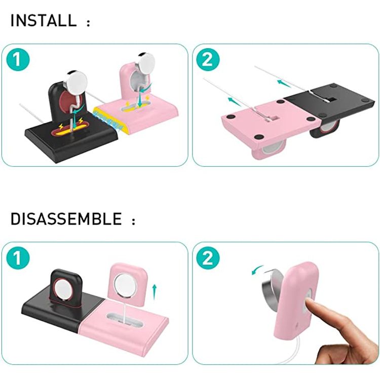 Ahastyle ABS Charging Dock, Compatible with All Apple Watch Models - Black