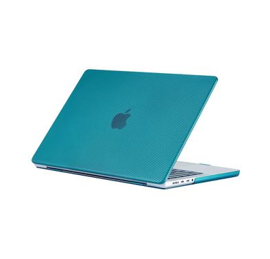 Green Lion Carbon Fiber Grain Hard Shell Case for MacBook Pro 13" with Anti-Scratch, 360° Full Protection, Lightweight & Thin - Cyan