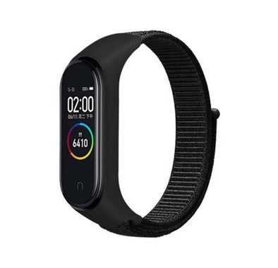 Porodo iGuard Nylon Watch Band with Shockproof Case for Xiaomi Mi Band 3, 4, 5, Adjustable Straps, Buckle Closure - Black
