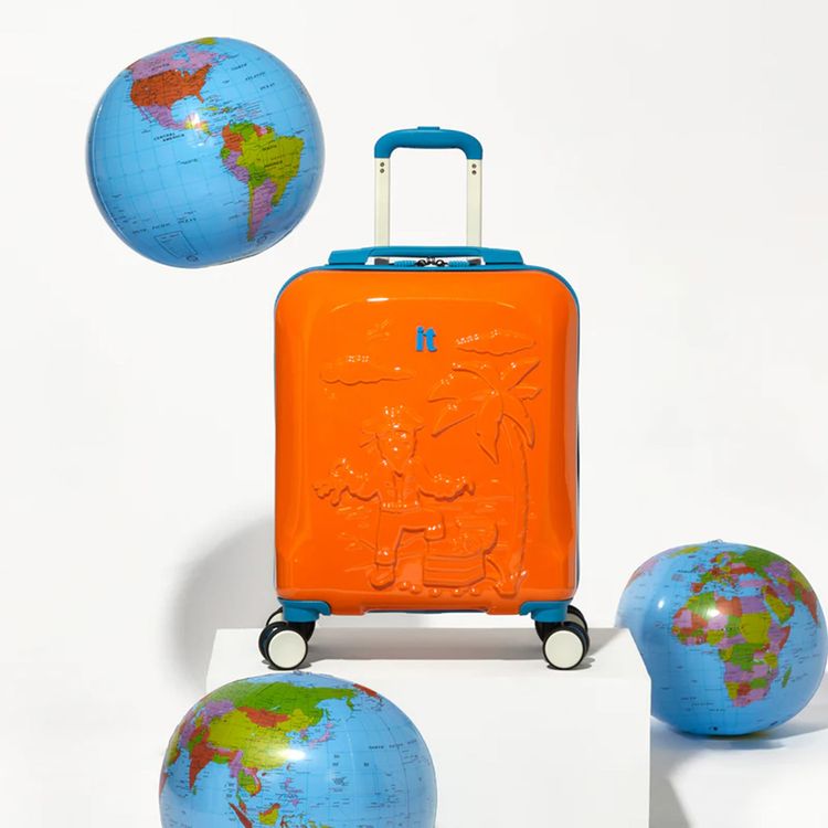 it Luggage Kids Model Treasure Trove Luggage, 24L Capacity, Underseat Size, Hard Outer Shell, Durable ABS with Polycarbonate Outer Material, 8-Wheel Spinner System, Telescopic Trolley Handle - Turmeric