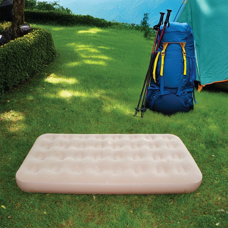 Green Lion GMT-190 Automatic Inflatable Mattress with Built-in Pump, 150kg Load Capacity, Skin Friendly Fabric, Easy to Keep, Single Pillow, 40W Power - Beige
