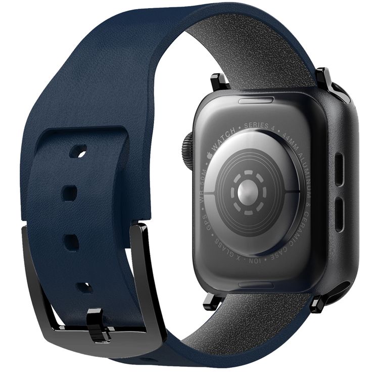Green Lion Stylin Leather Watch Strap Band for Apple Watch 38/40mm, Metal Buckle Lock, Water & Sweat Resistant, 360° Twist, Breathable & Comfortable, Skin-Friendly - Blue
