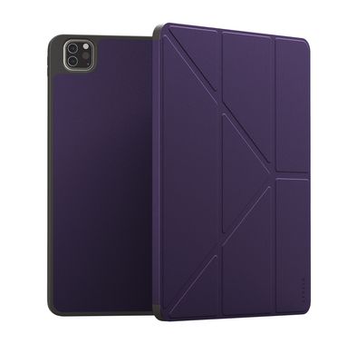 Levelo Elegante Hybrid Leather Case for iPad Pro 4th to 6th Generation, Vertical Orientation & Horizontal Positioning, Shock Absorbent Bumper Case, 360° Protection, Easy Snap-On, Accurate Cut-Outs - Purple