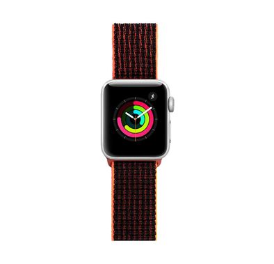 Porodo Nylon Watch Band Compatible For Apple Watch 44mm/42 - Black /Red 