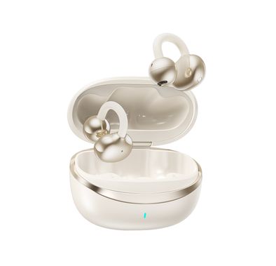 Green Lion Sonix Clip On Earbuds with Environmental Noise Cancellation, Up to 6 Hours of Playtime, 10m Transmission Range, IPX5 Waterproof Rating, Touch Control - Cream