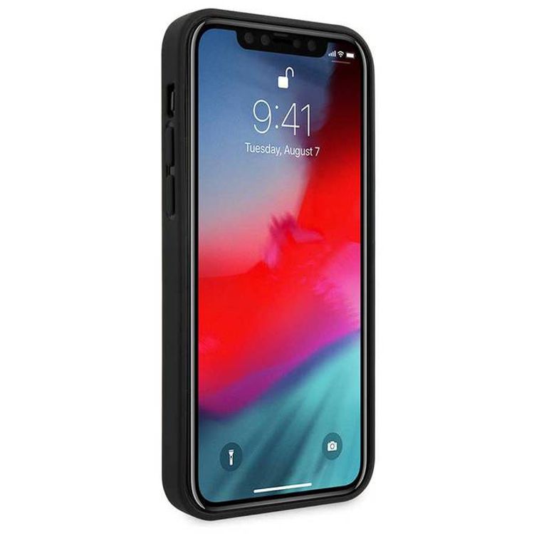 CG Mobile Guess PU Saffiano V Stitched w/ Metal Logo Case, Shock-Absorption & Drop Protection for iPhone 12 Pro Max (6.7") Officially Licensed - Light Gold