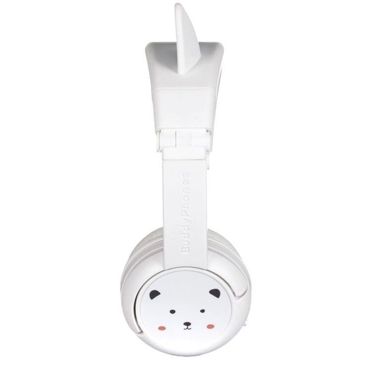 سماعات رأس للأطفال من BuddyPhones Playears مع BuddyLink للمشاركة، وحجم عصابة رأس قابل للتعديل، وتصميم قابل للطي، وعمر بطارية يصل إلى 24 ساعة - دب قطبي