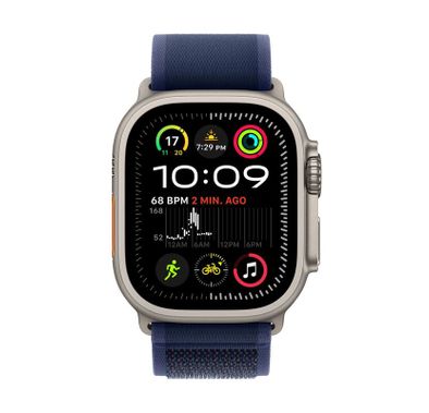 Apple Watch Ultra 2 2024 GPS + Cellular 49mm Natural Titanium Case with Blue Trail Loop, M/L -  Natural Titanium
