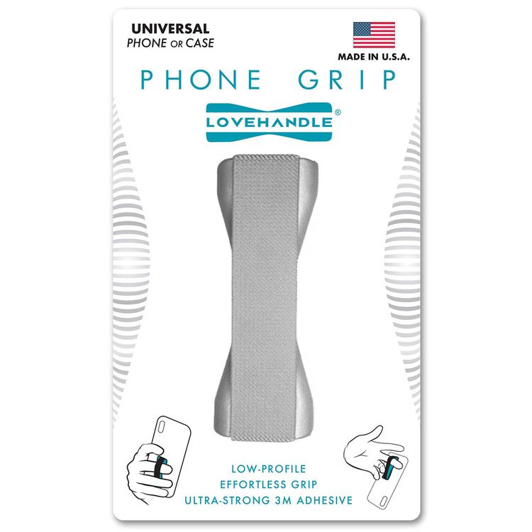 لوف هاندل قبضة تابلت والهاتف المحمول | حزام الهاتف المحمول اللاسلكي متوافق مع الشحن , حزام مطاطي مقاس 3.75 بوصة - فضي صلب