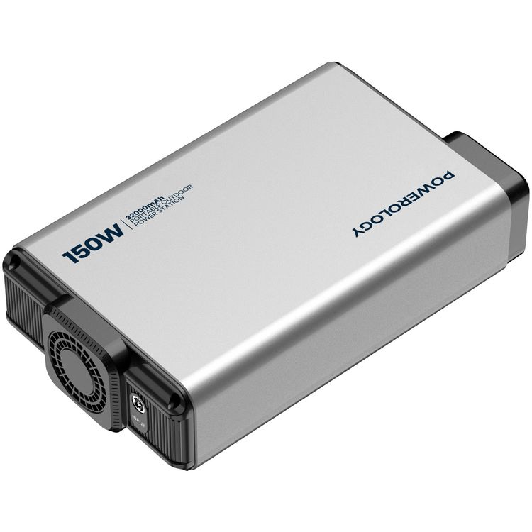  Powerology 32000mAh Mini Power Station with 150W AC Output, Advanced Cooling Technology, PD 100W, Laptop Charger - Gray