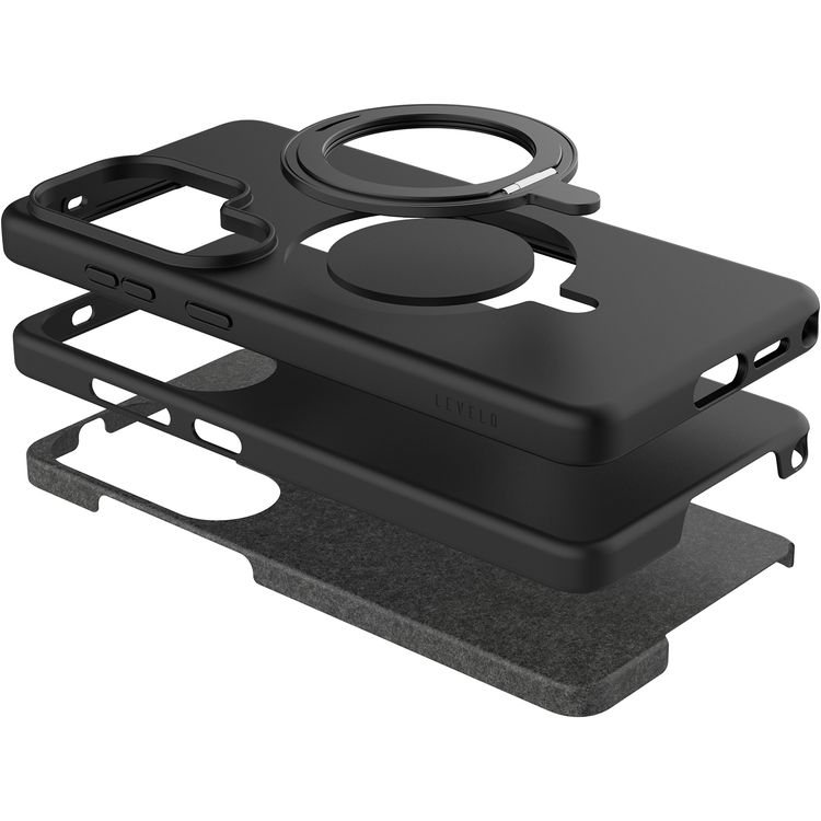 Levelo Iris Pro MagSafe Liquid Silicone Case for Samsung S26 Ultra, Premium Silicone Grip, Metal Frame for Camera & Buttons, Shock-Resistant Bumper - Black