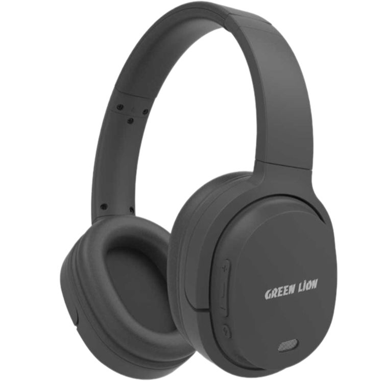 Green Lion SanSiro Wireless Headphones, 300mAh Battery Capacity, 30 Hours Play Time, 2.5 Hours Charging Time, 10m Transmission Distance, Built-in Microphone, Lightweight, AUX Port - Black