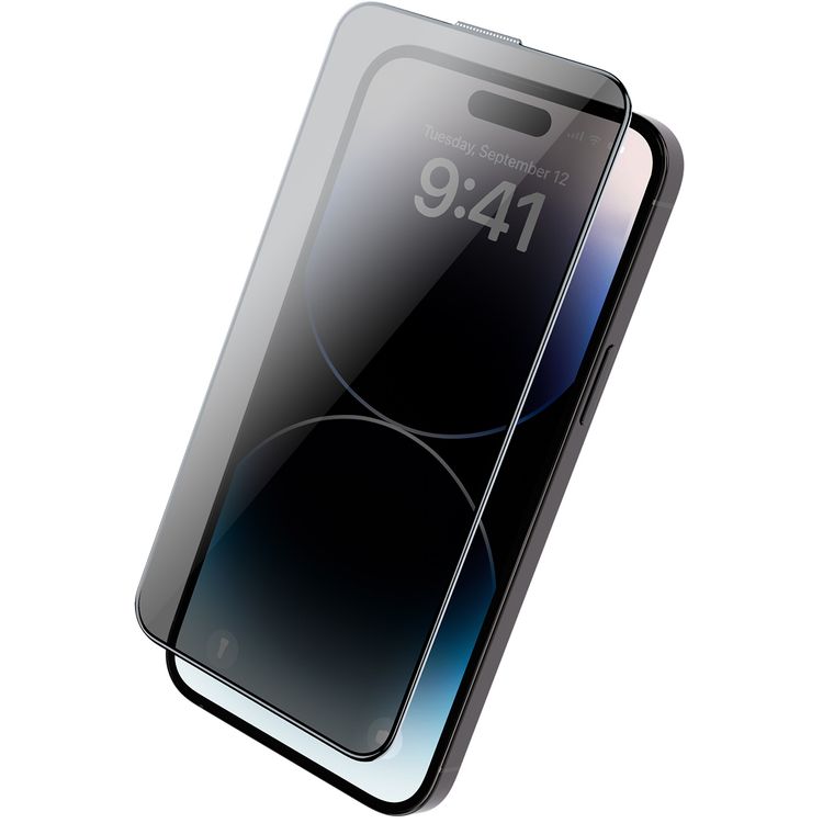 واقي شاشة الخصوصية من iFroog، زجاج حماية كاملة مضاد للتجسس لهاتف iPhone 14 Pro Max، مضاد لبصمات الأصابع ومقاوم للخدش - أسود