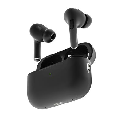 Porodo Blue Earbuds Pro 2 With Swipe Volume, 20 Hours Working Time, Wireless Charging, Deep Bass, Independent Earbuds, Touch Control - Black