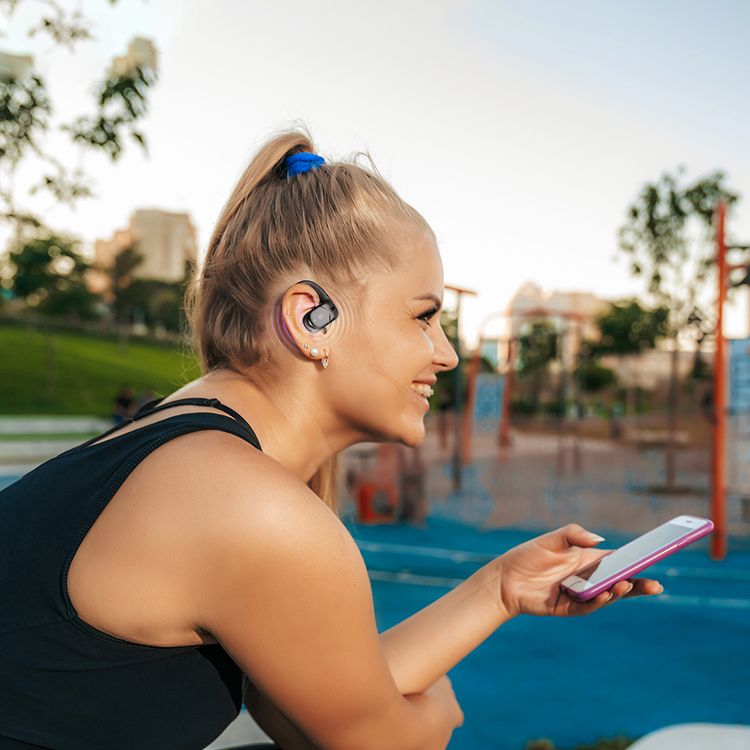 Porodo Octopus Open-Ear Wireless Earbuds with Touch Control, 300mAh Charging Case & 35mAh Earbuds Battery, 5 Hours Play Time, Sweat & Water Resistant, Gaming & Music Mode, Voice Assistant, Ultra Low Latency - Black