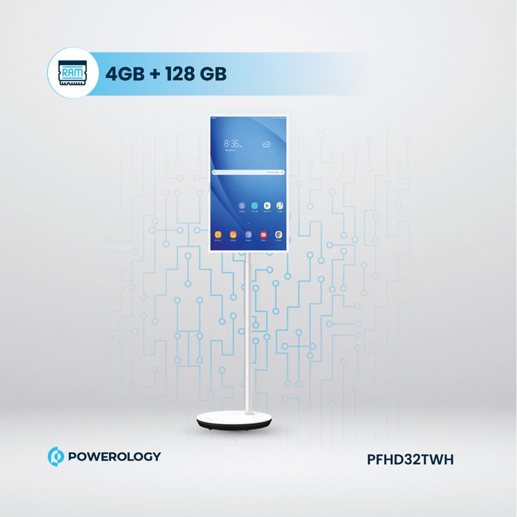 Powerology 32" Android Smart Screen, 1920x1080 Pixels, 65W, Android 10, 4GB Ram - White