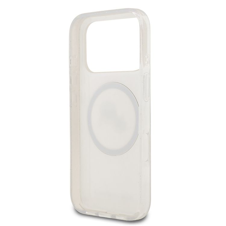 Karl Lagerfeld MagSafe IML Glitter & KL Repeated Case with Karl & Choupette for iPhone 17 Pro Max, Slim Profile, Drop Protection, Easy Snap-On, Sustainable Packaging, Comfortable Grip, Lightweight Design - White