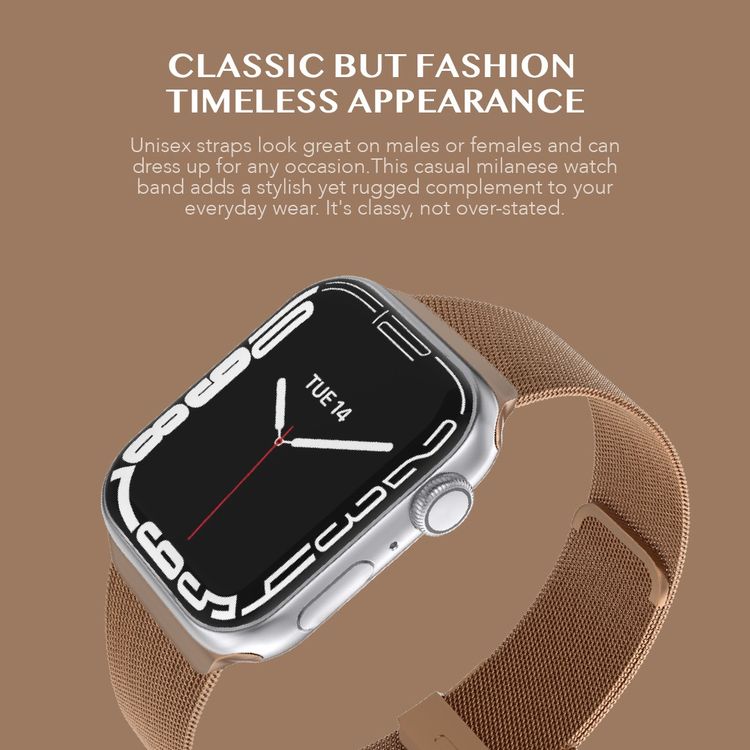 Levelo Double Milanese Watch Strap for Apple Watch 38/40/41mm, Stainless Steel Material, Double-lock Folding Buckle, Adjustable Strap, Easy Installation - Rose Gold