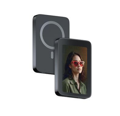 Green Lion Power Frame 5000mAh Power Bank with 4 Color E-Ink Display, Bluetooth Version 5.0, Fast Charge Support, 20W Power Delivery, Aluminum Alloy & AG Glass Material - Black