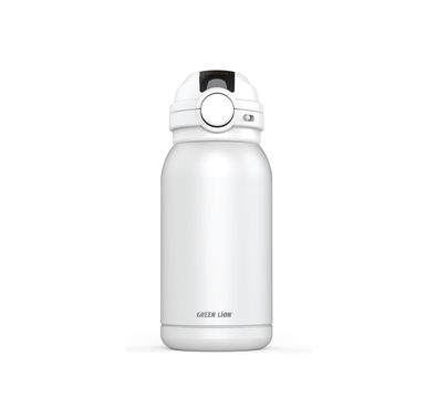 Green Lion Fusion Thermal Bottle, 580 mL Capacity, 14 Hours Cooling Efficiency, 12 Hours Thermal Efficiency, Double Wall Vacuum Insulation, Easy Press Button, 360°-Anti-Corrosion - White