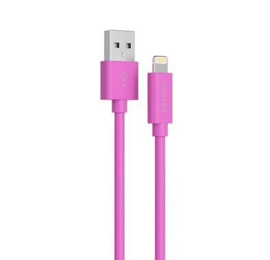 Porodo PVC USB-A to Lightning Cable with 2.4A Current, 1.2m Cable Length, Fire-Resistant Material, Fast Charge & Data Sync, Overheat & Overcurrent Protection - Pink