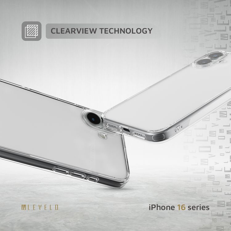 Levelo Clara Case for iPhone 16 Pro Plus with Clearview Technology, 3H Scratch Resistance - Clear