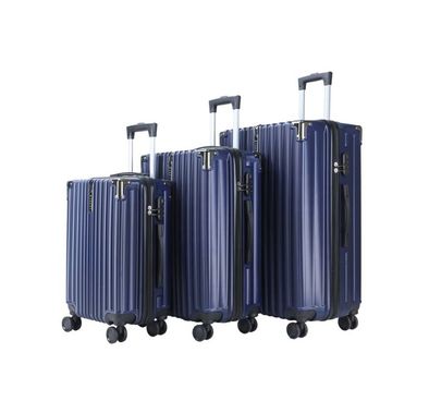 Levelo 3-Set ABS Luggage with Built-in Weighing Scale, Combination Lock, Iron Trolley, Double Wheels, Impact-Resistant Corners & Shock-Resistant, PP & Soft Rubber Handle - Dark Blue