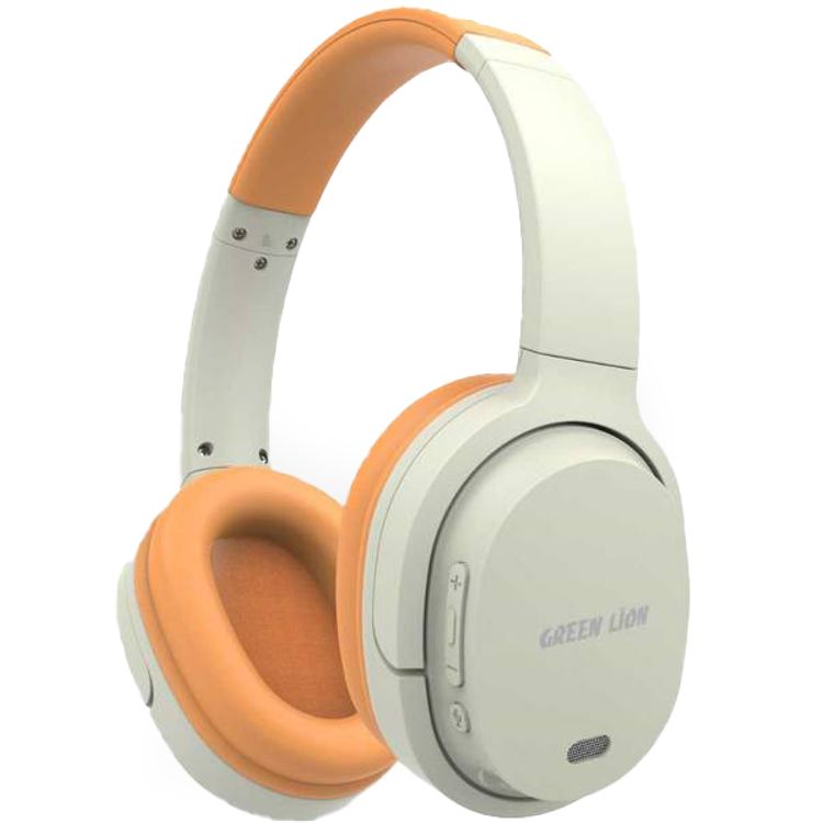 Green Lion SanSiro Wireless Headphones, 300mAh Battery Capacity, 30 Hours Play Time, 2.5 Hours Charging Time, 10m Transmission Distance, Built-in Microphone, Lightweight, AUX Port - Beige