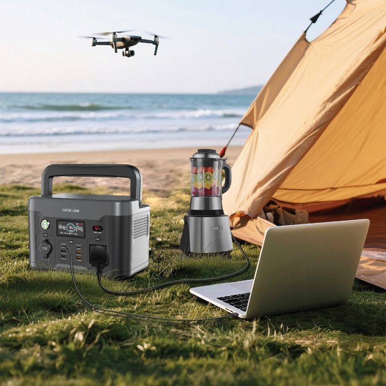 Green Lion PGX600 Power Station with LCD Display, 4 × USB-A & 2 × USB-C Ports, 10W Wireless Output, 910W Total Output, Fast Recharging, 65W Power Delivery - Black