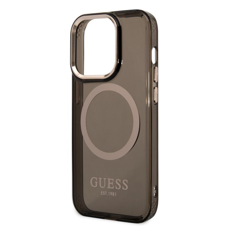 Guess Magsafe Case With Translucent Gold Outline - iPhone 14 Pro - Black