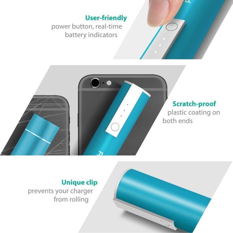 RAVPower 3350mAh Luster Portable Charger - Blue