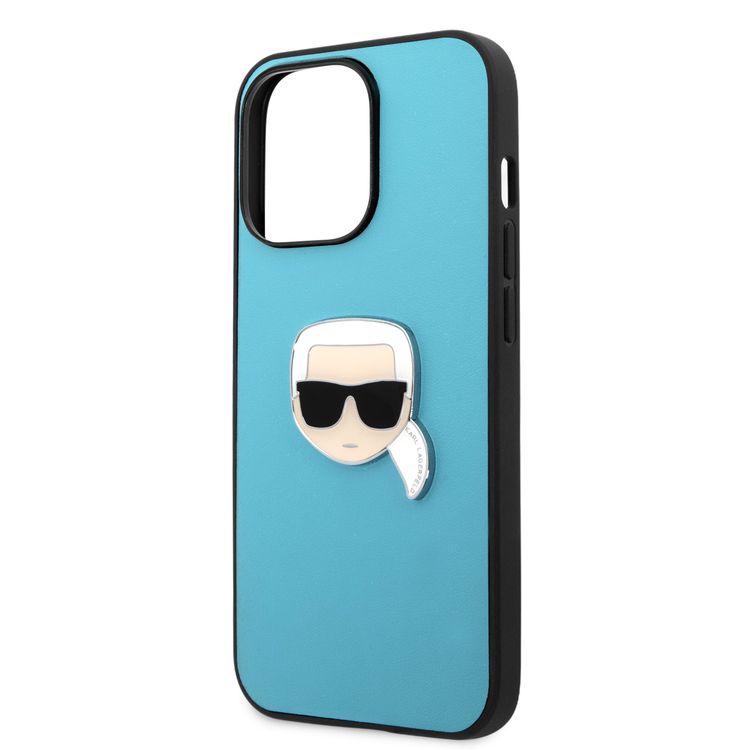 CG MOBILE Karl Lagerfeld PU Leather Case Karl Head Metal Logo Compatible for iPhone 13 Pro (6.1") Anti-Scratch, Easy Access to All Ports, Drop Protection & Shock Absorption