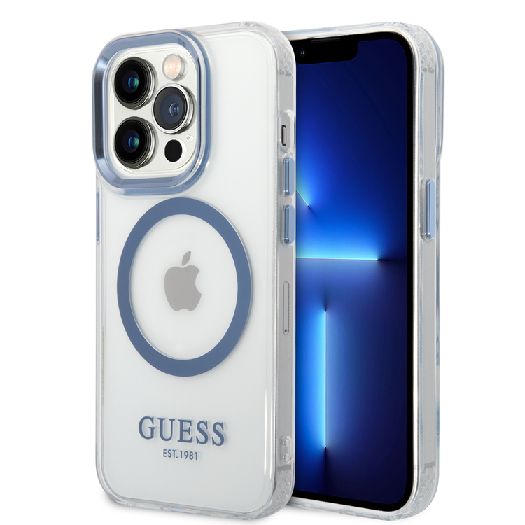 Guess Magsafe Compatibility Transparent Outline iPhone 14 Pro Max Compatibility - Blue
