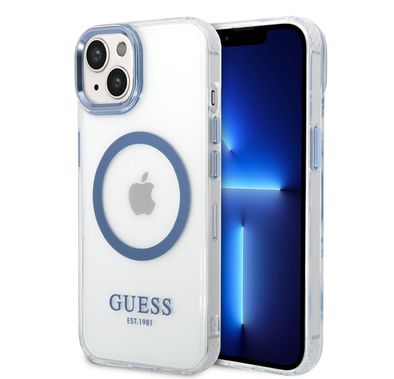 Guess Magsafe Compatibility Transparent Outline iPhone 14 Compatibility - Blue