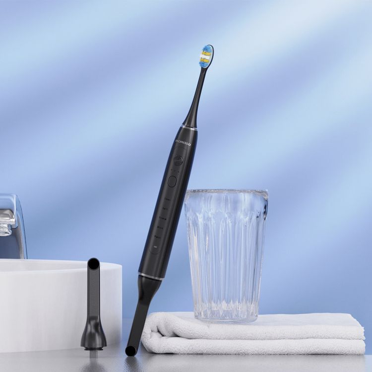 Porodo Lifestyle Smart Sonic Visual Electric Toothbrush with Real-Time Oral Monitoring, Smart Brushing Timer, 5 Cleaning Modes, Advanced Sonic Cleaning - Black