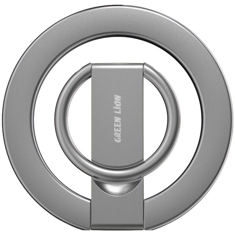 Green Lion Magnetic Ring Holder, 360° Rotation, Strong Magnetic Lock, comfortable hand grab - Silver