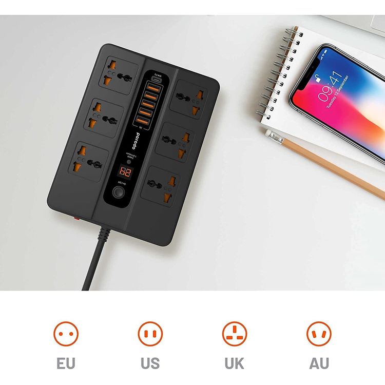 Power Socket Porodo Universal Power Socket Multiport Socket-Black
