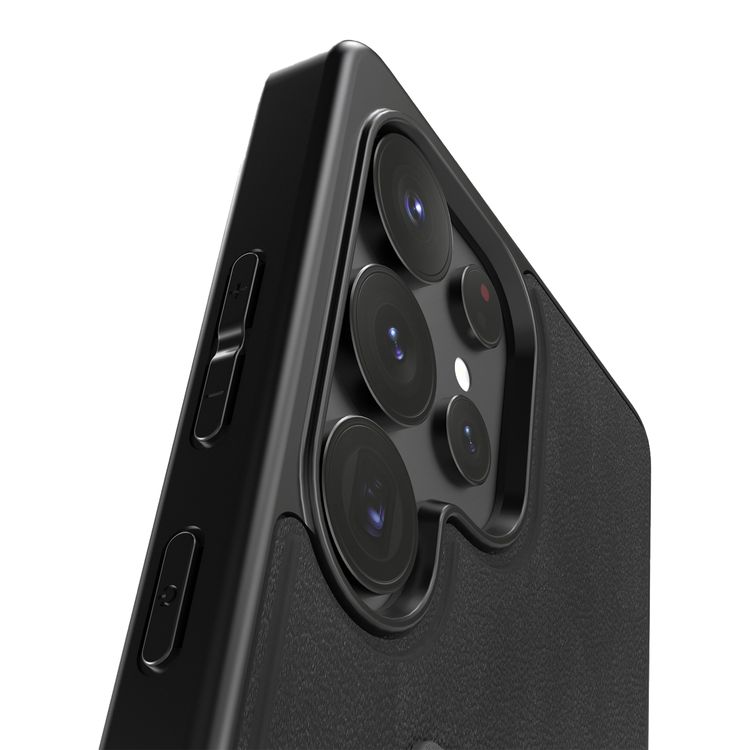 Levelo Morphix PU Leather Case for Samsung Galaxy S25 Ultra, Built-in Leather Kickstand, Scratch-Resistant, Impact-Resistant Corners, Hybrid Case - Black