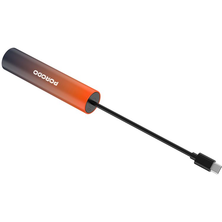 بنك طاقة بورودو PB075 بسعة 5000 مللي أمبير/ساعة مع كابل Type-C مدمج، PD 20 وات، ×2 منفذ Type-C، تصميم محمول، يدعم الشحن السريع - أسود