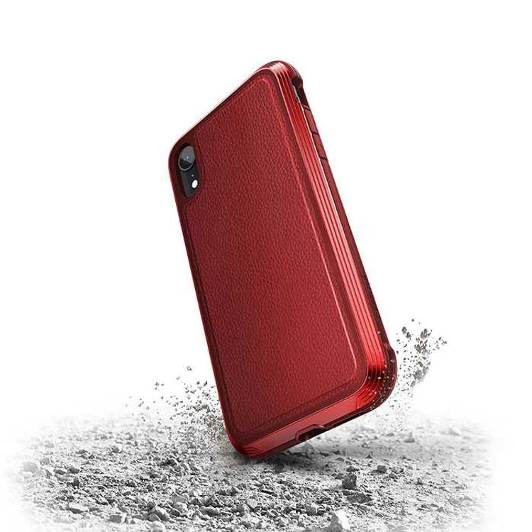 X-Doria Defense Lux Phone Case Compatible for iPhone Xr (6.1") Suitable with Wireless Charging - Red Leather