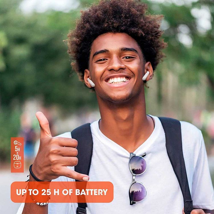 JBL T225 True Wireless Earbud Headphones, Pure Bass Sound, Bluetooth, 25-hours Battery Life, Dual Connect, Native Voice Assistant - Ghost Orange