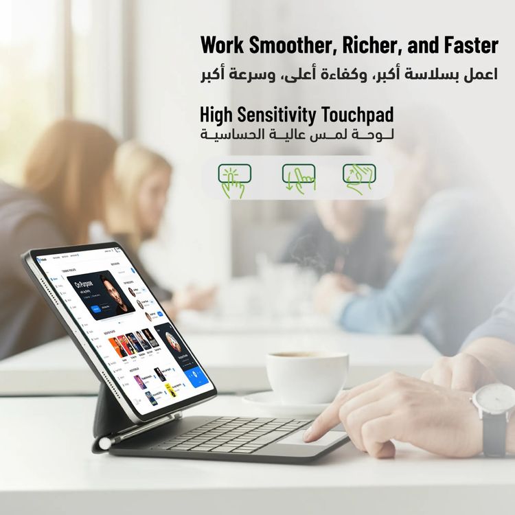 Green Lion Magic Keyboard Case for iPad Air 11", 10 m Operating Distance, Type-C Charging Port, Pencil Holder - Black