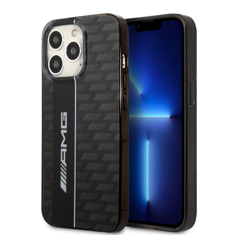 AMG Double Layer Carbon Pattern II Transparent Hard Case Compatible with iPhone 13 Pro Max - Black